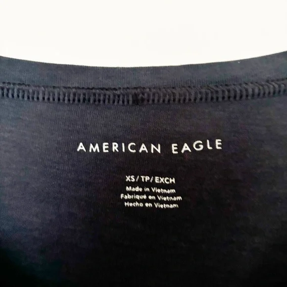 American Eagle Outfitters V-Neck Peplum Tank Top Womens Sz XS Black Ruffle Hem - Picture 3 of 6